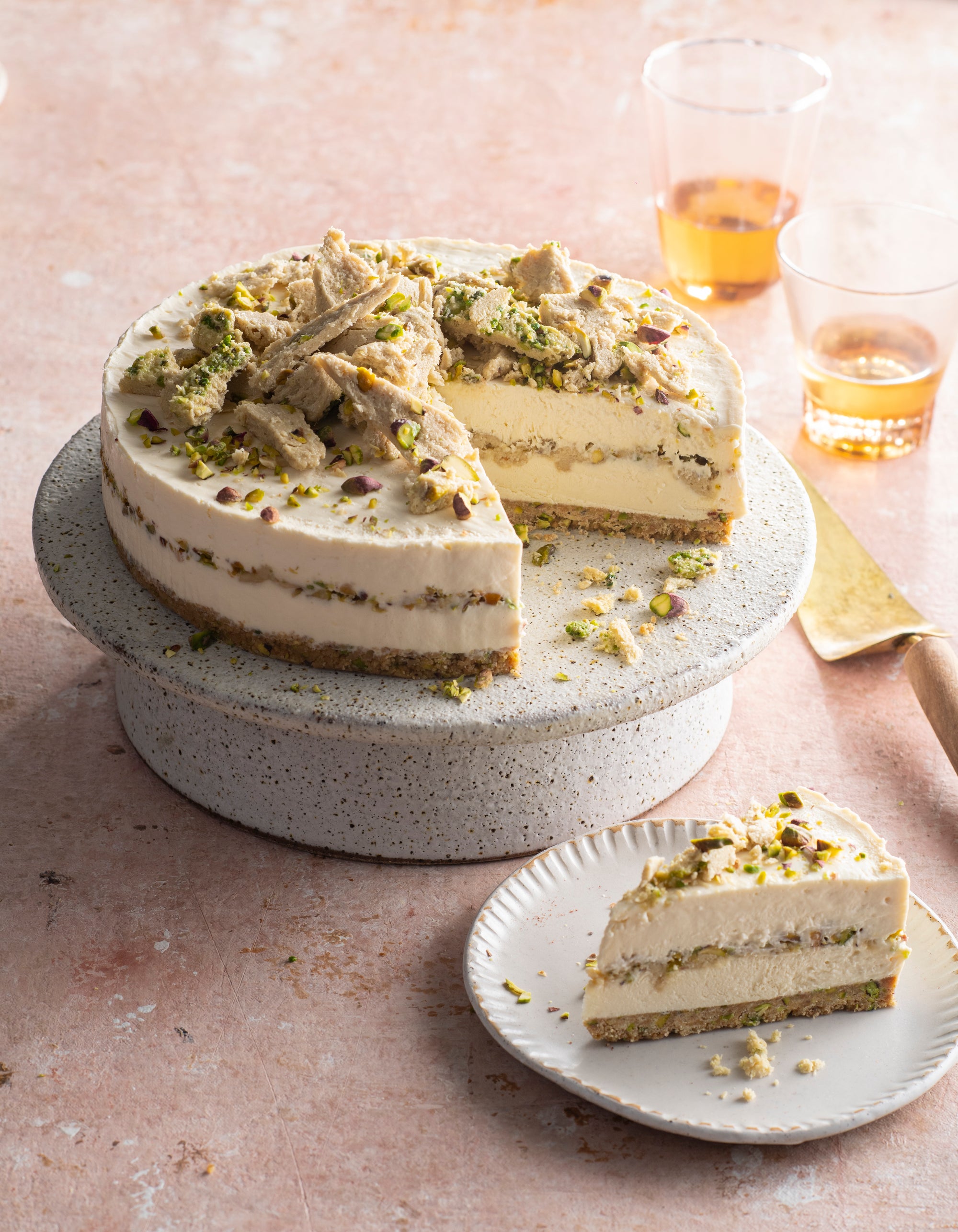 Frozen Pistachio Halva Cheesecake 