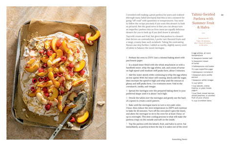 Recipe for Tahini-Swirled Pavolva with Summer Fruit & Halva