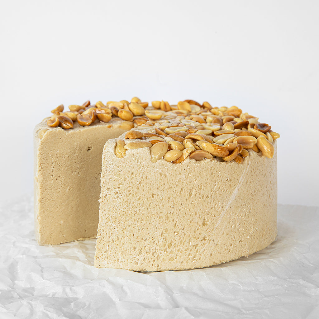 A crunchy peanut butter halva cake. 